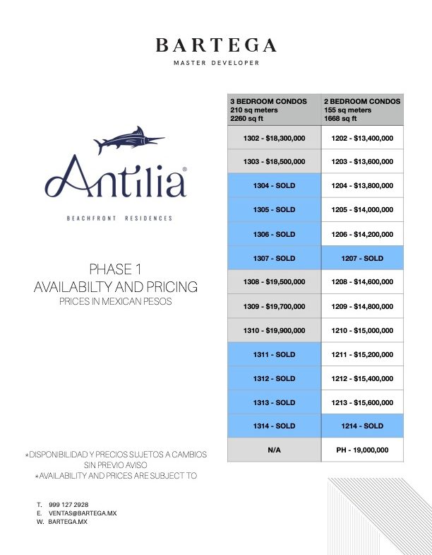 antilia condo pricing Cozumel living